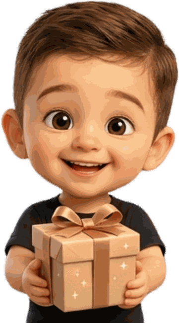 Julián con un regalo